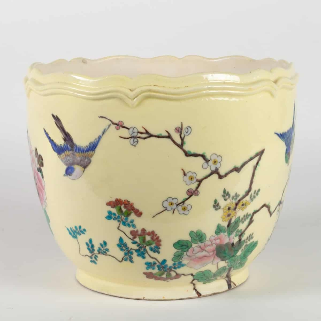 Cache-pot aux oiseaux et fleurs de Théodore DECK ( 1823-1891) | Biron Cache-pot aux oiseaux et fleurs de Théodore DECK ( 1823-1891)