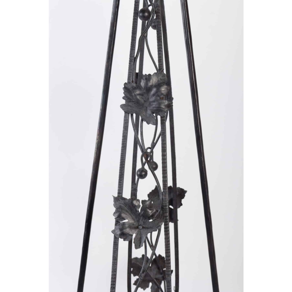 Lustre Art Déco 1930 en fer forgé à 4 lumières | Biron Lustre Art Déco 1930 en fer forgé à 4 lumières