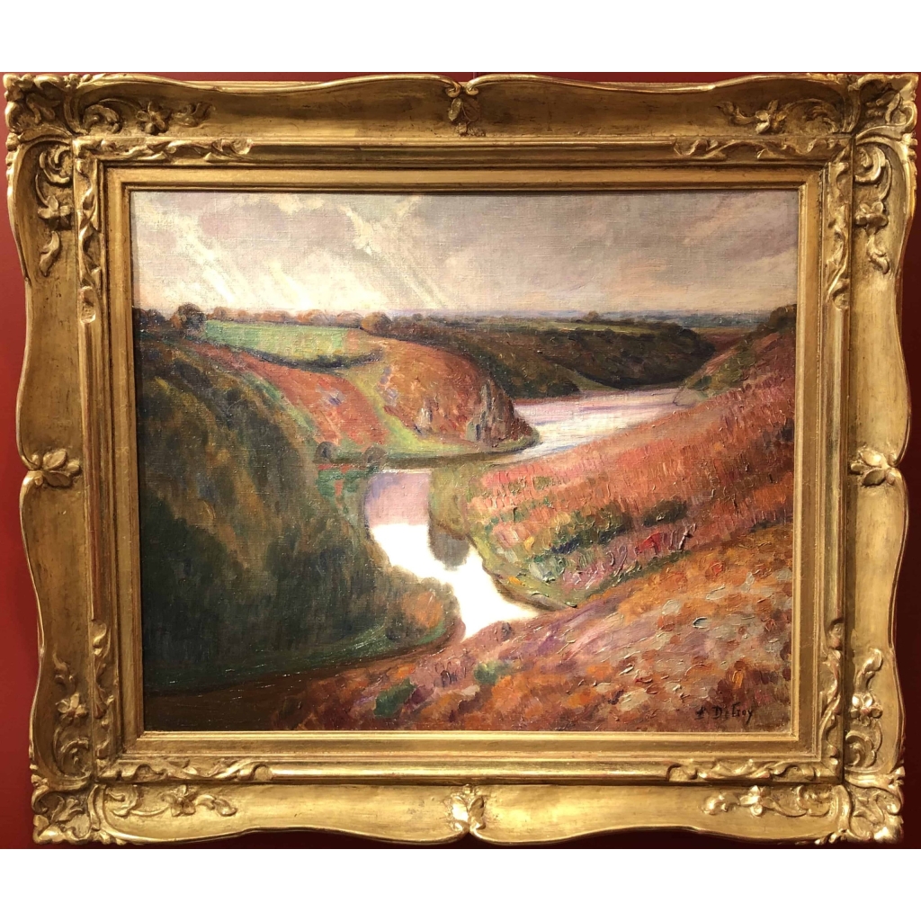 DETROY Léon Ecole Française Tableau Fauve début 20ème siècle Ecole de Crozant Huile sur toile signée Vue de France La vallée de la Creuse Certificat d’authenticité | Biron |||||||||||