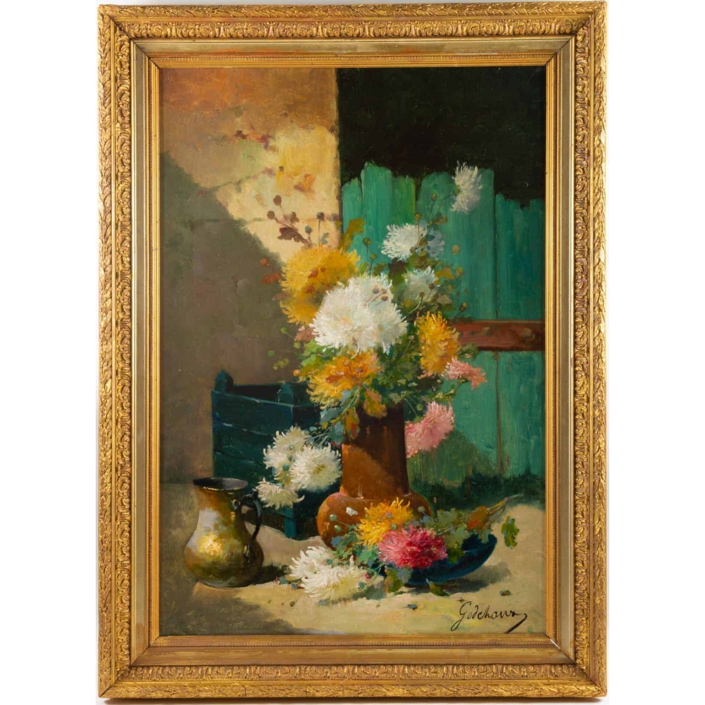 Emile Godchaux (1860 – 1938): Bouquet de chrysanthèmes. | Biron |||||||