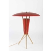 Lampe tripode années 50 en laiton et métal laqué rouge | Biron |||||||||