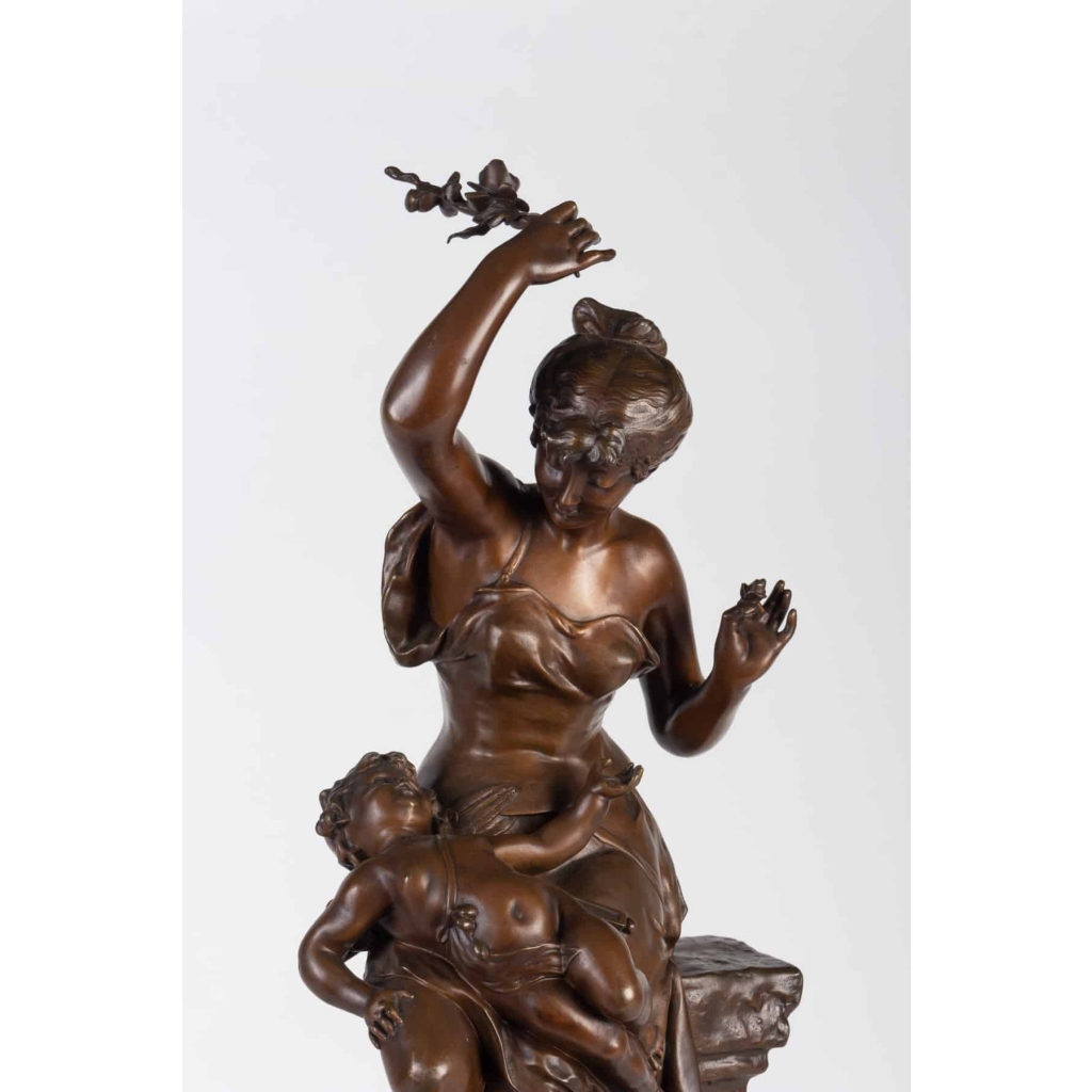 « Fleurs d’amour » Bronze signé Auguste DEWEVER | Biron "Fleurs d’amour" Bronze signé Auguste DEWEVER