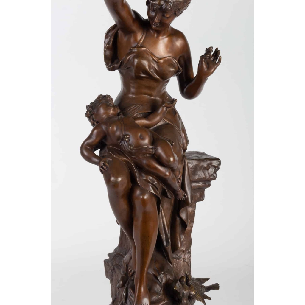 « Fleurs d’amour » Bronze signé Auguste DEWEVER | Biron "Fleurs d’amour" Bronze signé Auguste DEWEVER
