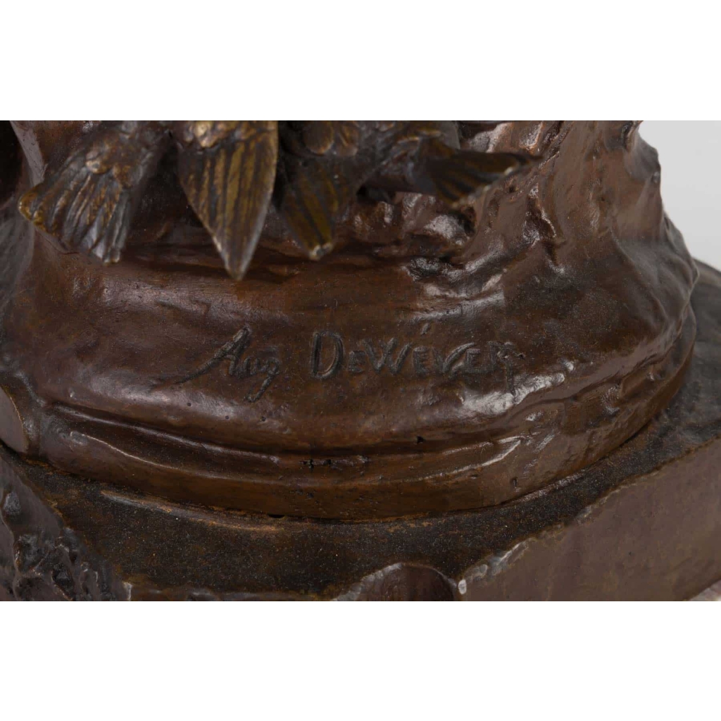 « Fleurs d’amour » Bronze signé Auguste DEWEVER | Biron "Fleurs d’amour" Bronze signé Auguste DEWEVER