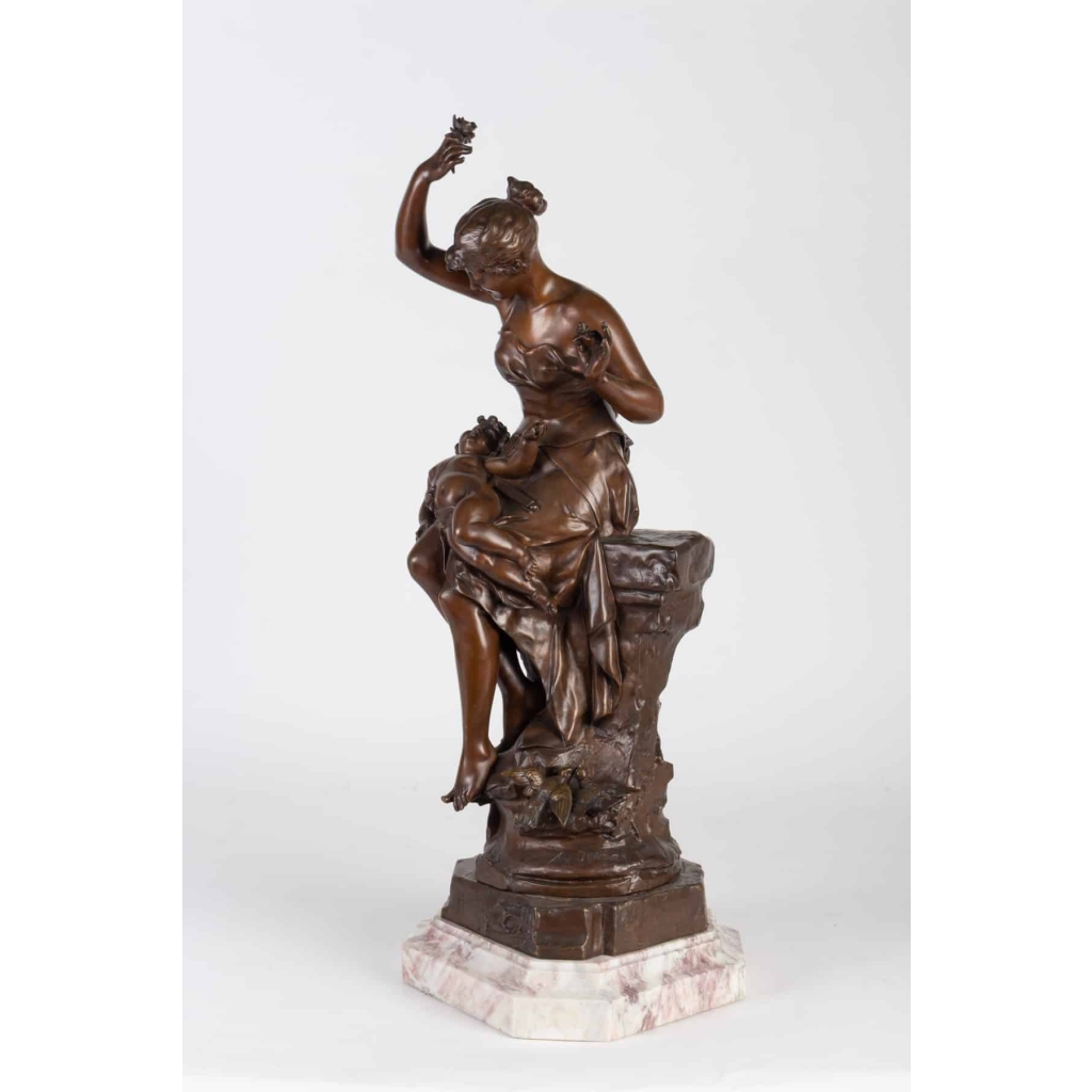 « Fleurs d’amour » Bronze signé Auguste DEWEVER | Biron "Fleurs d’amour" Bronze signé Auguste DEWEVER