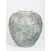 Vase « Perruches » verre blanc patiné bleu de René LALIQUE