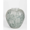 Vase « Perruches » verre blanc patiné bleu de René LALIQUE