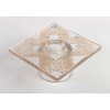 Suite de Six Bougeoirs Chandeliers « Chantilly » verre blanc patiné sépia de René LALIQUE