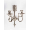 Paire d’appliques en bronze argenté à 2 lumières 20e siècle | Biron Paire d'appliques en bronze argenté à 2 lumières 20e siècle