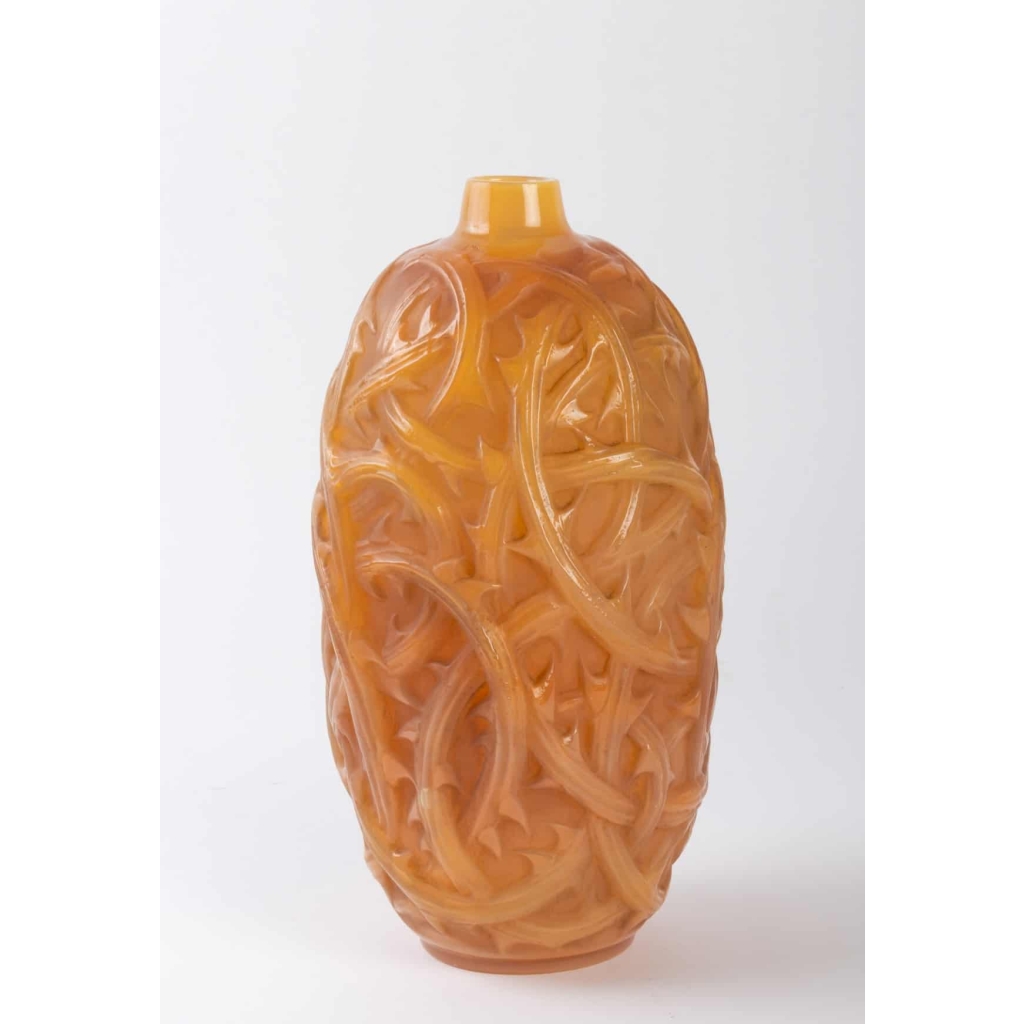 Série de vases « Ronces » verre rouge, bleu, opalescent et butterscotch de René LALIQUE
