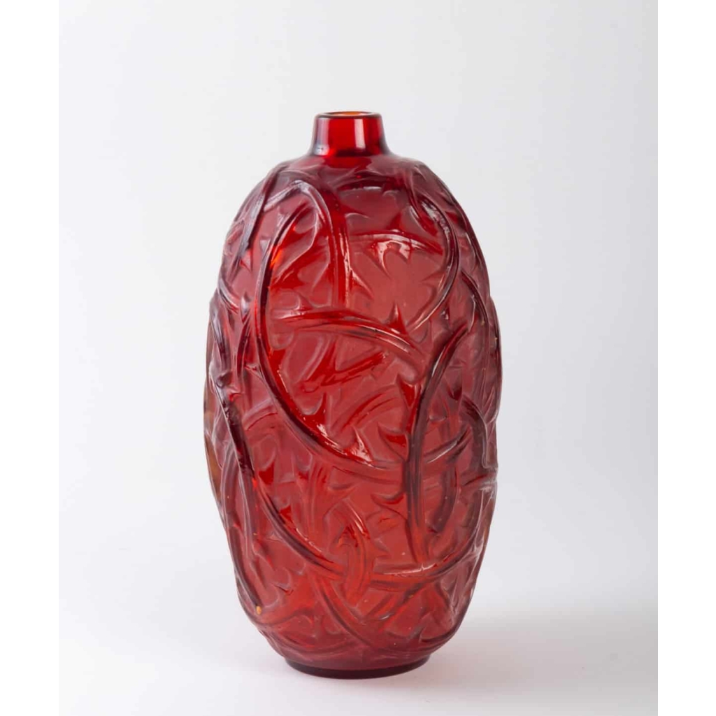 Série de vases « Ronces » verre rouge, bleu, opalescent et butterscotch de René LALIQUE