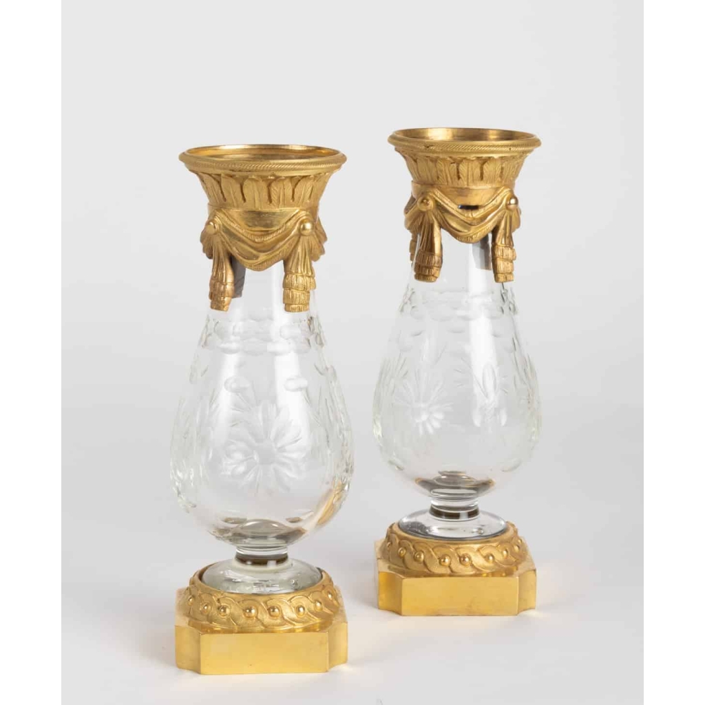 Paire de vases en cristal 19e siècle | Biron Paire de vases en cristal 19e siècle