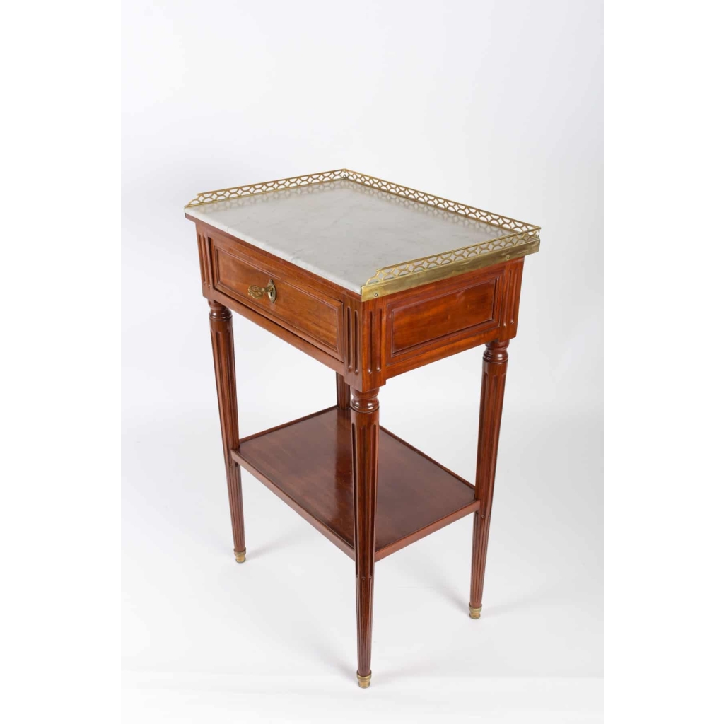 Petite table Louis XVI à écritoire en acajou estampillée CAUMONT 18e siècle | Biron Petite table Louis XVI à écritoire en acajou estampillée CAUMONT 18e siècle