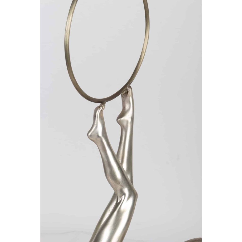 Sculpture en bronze argenté et ONYX signée COLINET JONGLEUSE AU CERCEAU