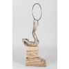 Sculpture en bronze argenté et ONYX signée COLINET JONGLEUSE AU CERCEAU