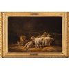 Tableau "L'étable" huile sur toile signée Charles JACQUE