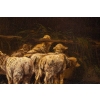 Tableau "L'étable" huile sur toile signée Charles JACQUE