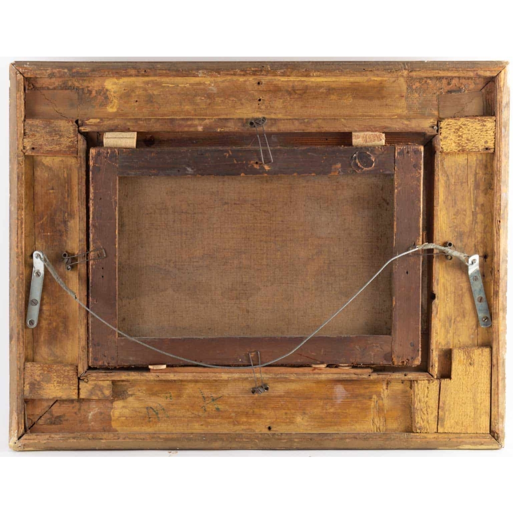 Tableau "L'étable" huile sur toile signée Charles JACQUE