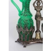 Huilier Vinaigrier en opaline verte et émail or, support en argent 19e siècle | Biron Huilier Vinaigrier en opaline verte et émail or, support en argent 19e siècle