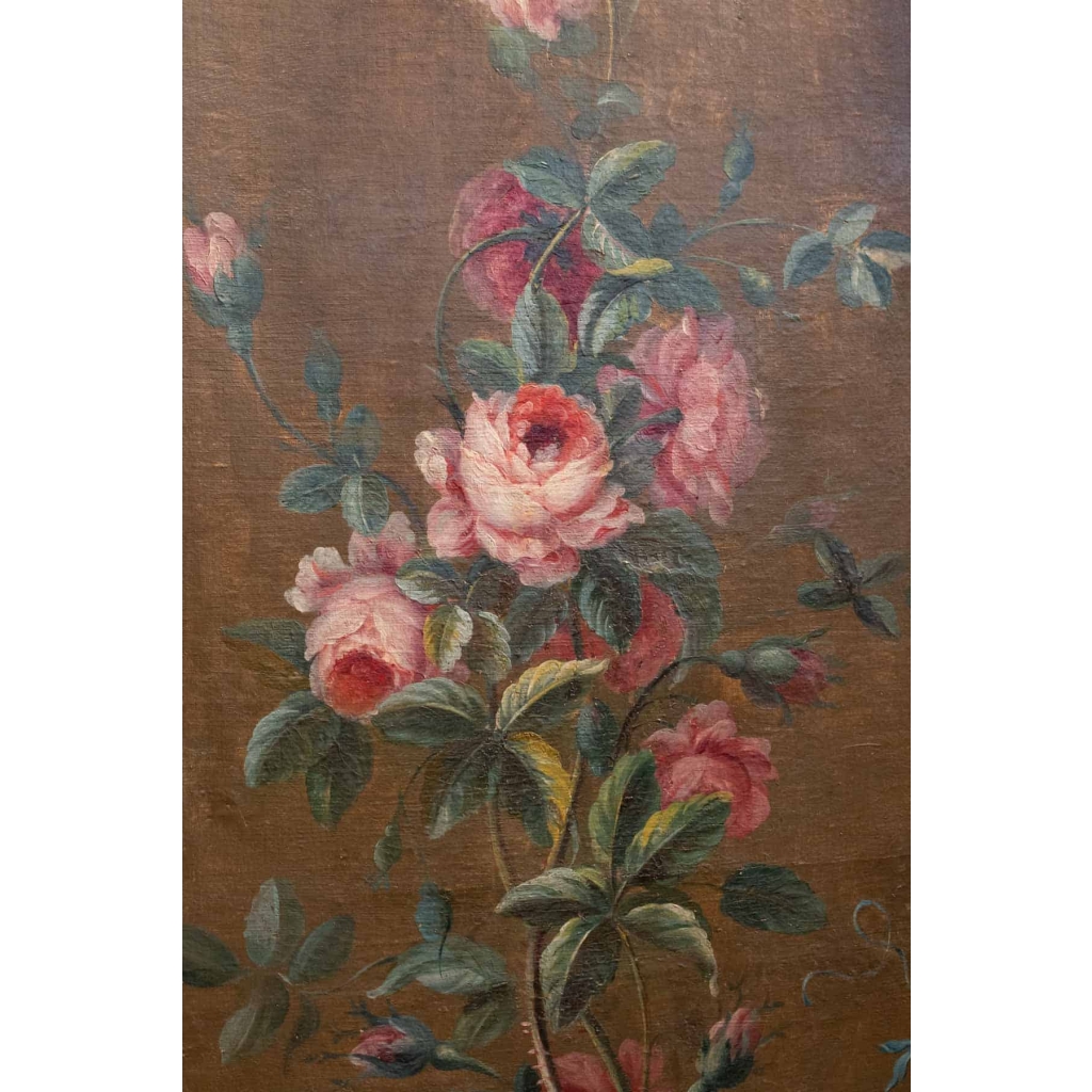 Paravent à 7 feuilles en toile peinte, style Rocaille. Début XIX ème. | Biron Paravent à 7 feuilles en toile peinte, style Rocaille. Début XIX ème.