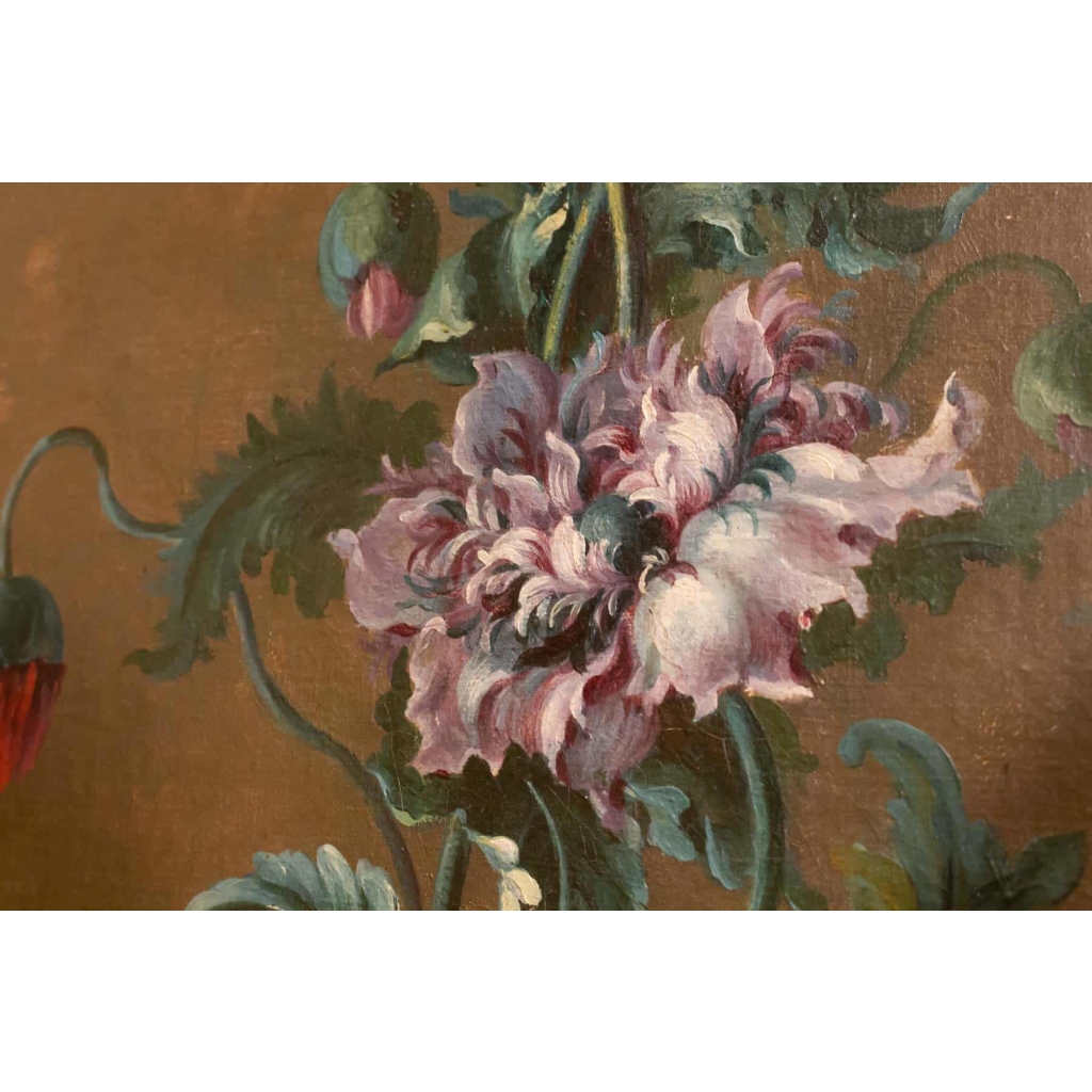 Paravent à 7 feuilles en toile peinte, style Rocaille. Début XIX ème. | Biron Paravent à 7 feuilles en toile peinte, style Rocaille. Début XIX ème.