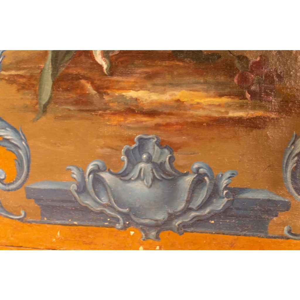 Paravent à 7 feuilles en toile peinte, style Rocaille. Début XIX ème. | Biron Paravent à 7 feuilles en toile peinte, style Rocaille. Début XIX ème.
