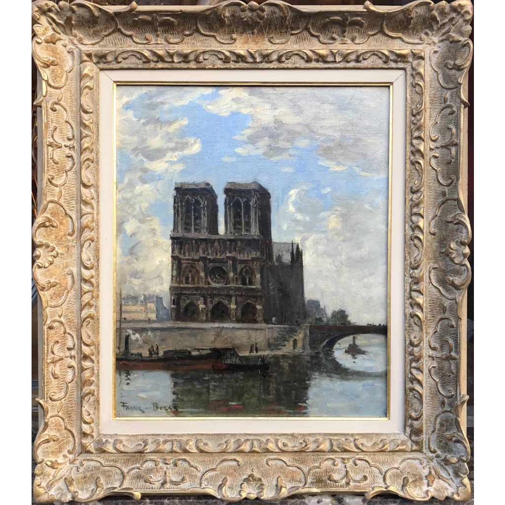 FRANK BOGGS Ecole Américaine Paris Notre Dame et La Seine Huile sur toile signée Certificat d’authenticité | Biron ||||||||