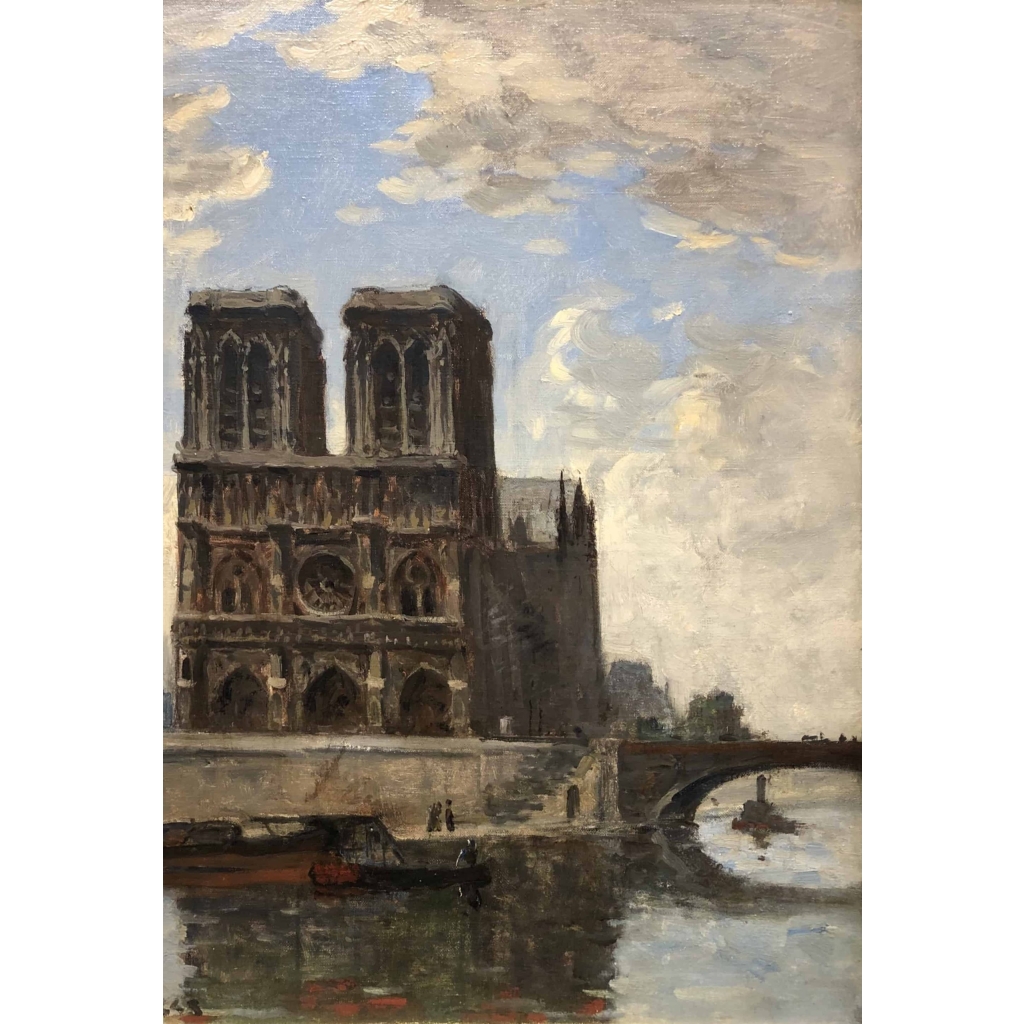 FRANK BOGGS Ecole Américaine Paris Notre Dame et La Seine Huile sur toile signée Certificat d’authenticité | Biron FRANK BOGGS Ecole Américaine Paris Notre Dame et La Seine Huile sur toile signée