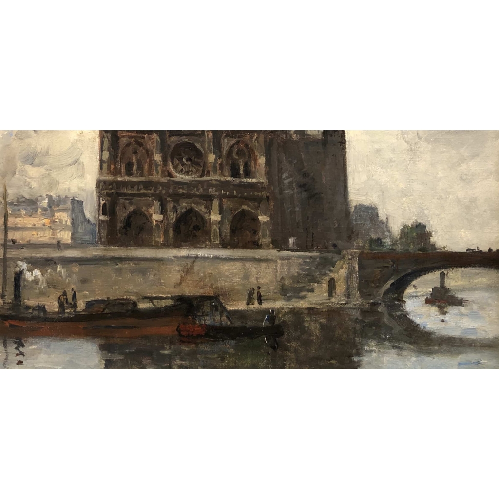 FRANK BOGGS Ecole Américaine Paris Notre Dame et La Seine Huile sur toile signée Certificat d’authenticité | Biron FRANK BOGGS Ecole Américaine Paris Notre Dame et La Seine Huile sur toile signée