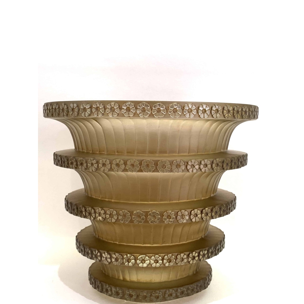 Vase « Chevreuse » verre blanc patiné sépia de René LALIQUE | Biron ||||