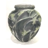 Vase « Sauterelles » verre blanc patiné bleu et vert de René LALIQUE