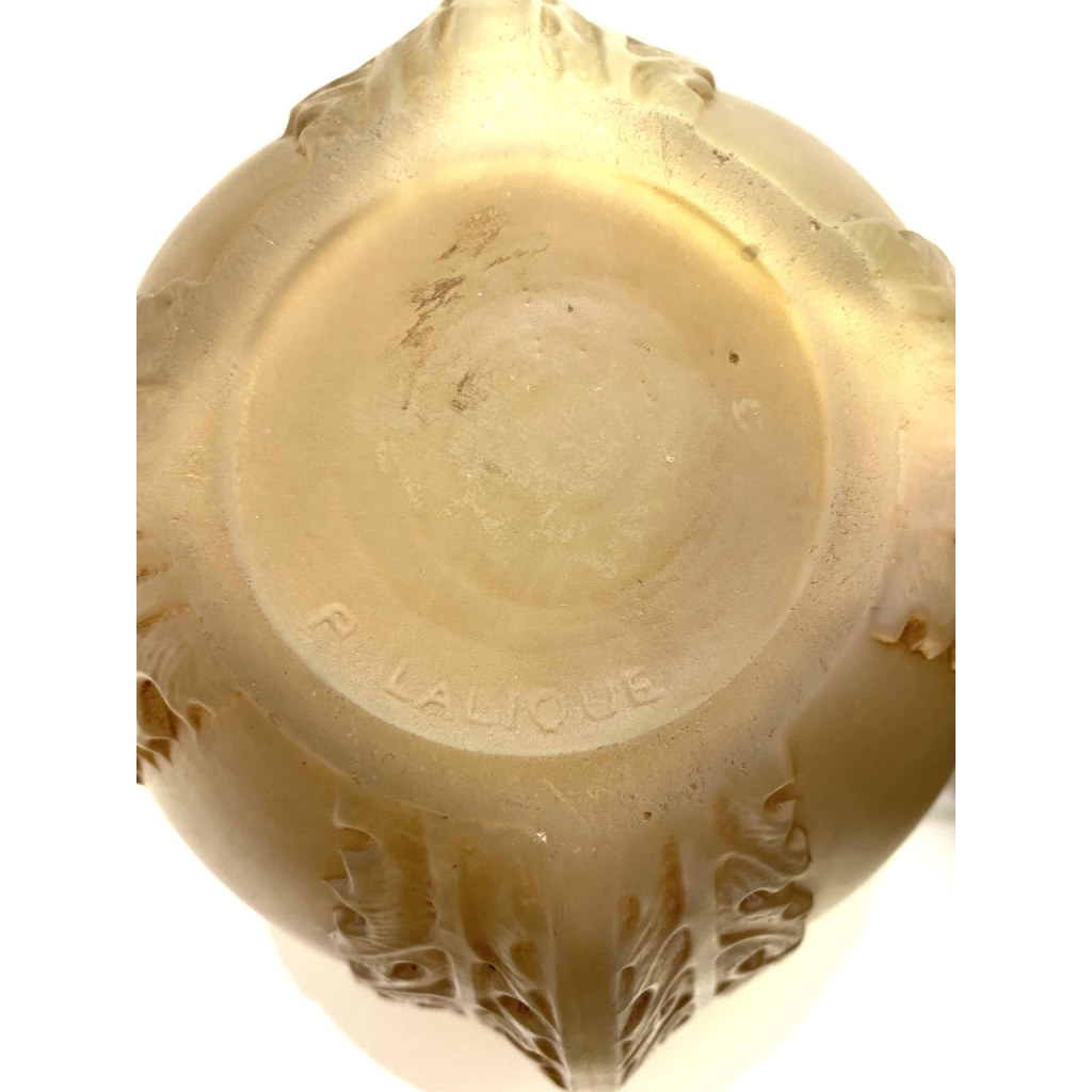 Vase "Chardons" verre blanc patiné sépia de René LALIQUE