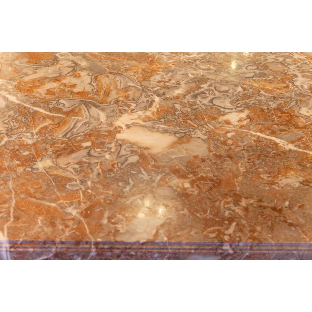 Table de style Louis XVI dessus de marbre rose fin 19e siècle | Biron Table de style Louis XVI dessus de marbre rose fin 19e siècle