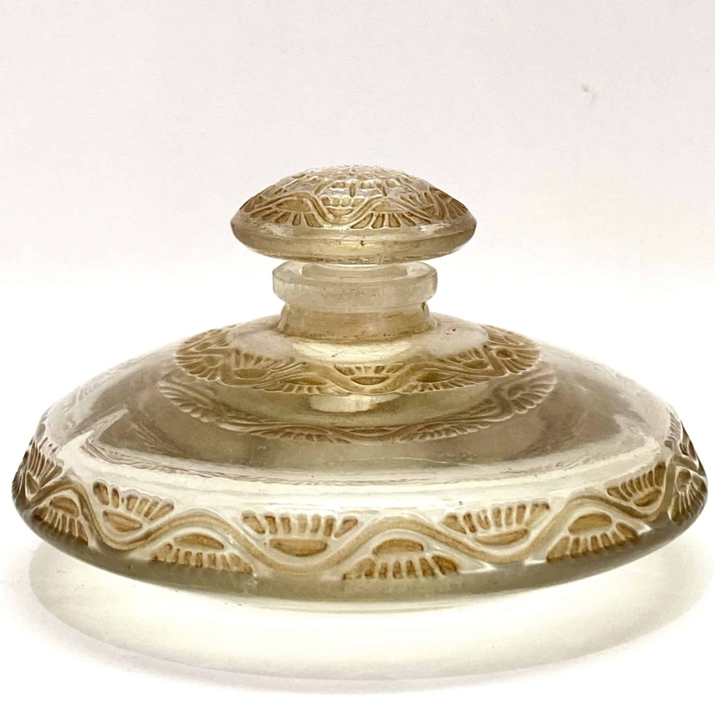 Flacon « Lentilles » verre blanc patiné sépia de René LALIQUE | Biron ||||