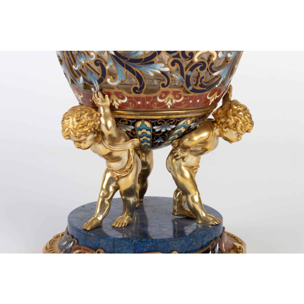 Vase en bronze doré et cristal Napoléon III 19e siècle