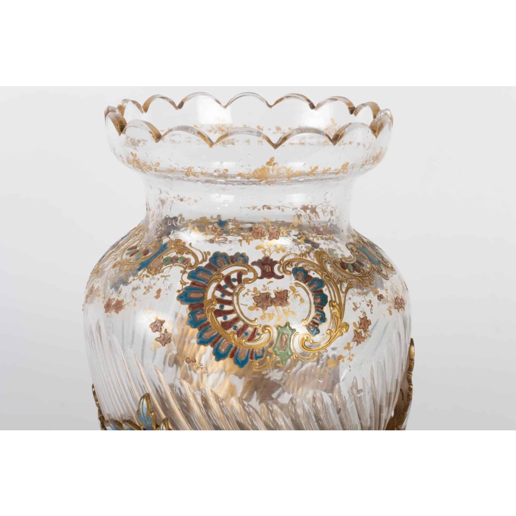 Vase en bronze doré et cristal Napoléon III 19e siècle