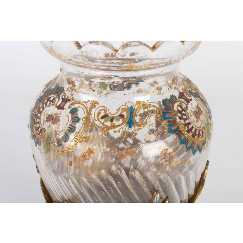 Vase en bronze doré et cristal Napoléon III 19e siècle