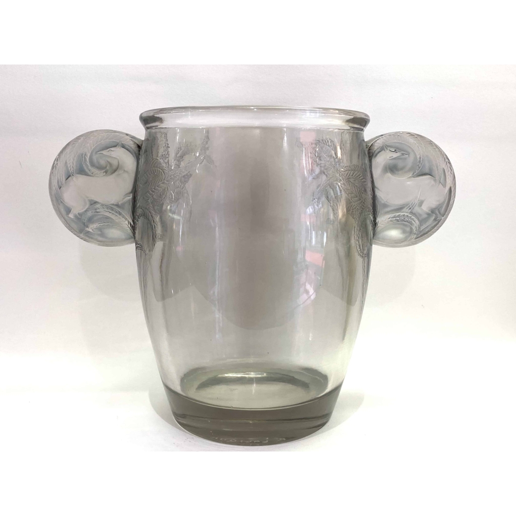 Vase « Yvelines » verre blanc patiné bleu de René LALIQUE | Biron ||||||