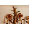 1970′ Paire d’ Appliques en Métal peint à Décor de Tournesols | Biron 1970' Paire d' Appliques en Métal peint à Décor de Tournesols