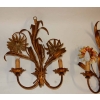 1970′ Paire d’ Appliques en Métal peint à Décor de Tournesols | Biron 1970' Paire d' Appliques en Métal peint à Décor de Tournesols