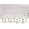 Suite de Neuf 9 Verres à Liqueur « Strasbourg » verre blanc patiné gris de René LALIQUE 11.6cm | Biron ||||