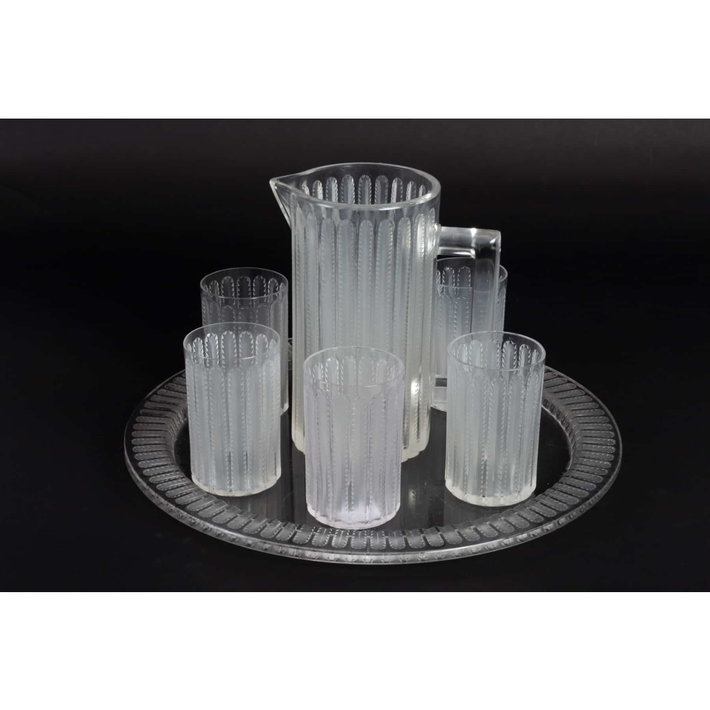 Service à Orangeade « Jaffa » verre blanc de René LALIQUE | Biron |||||||||||