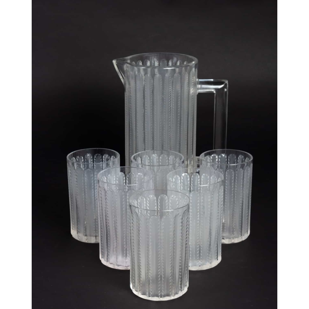 Service à Orangeade « Jaffa » verre blanc de René LALIQUE | Biron Service à Orangeade « Jaffa » verre blanc de René LALIQUE