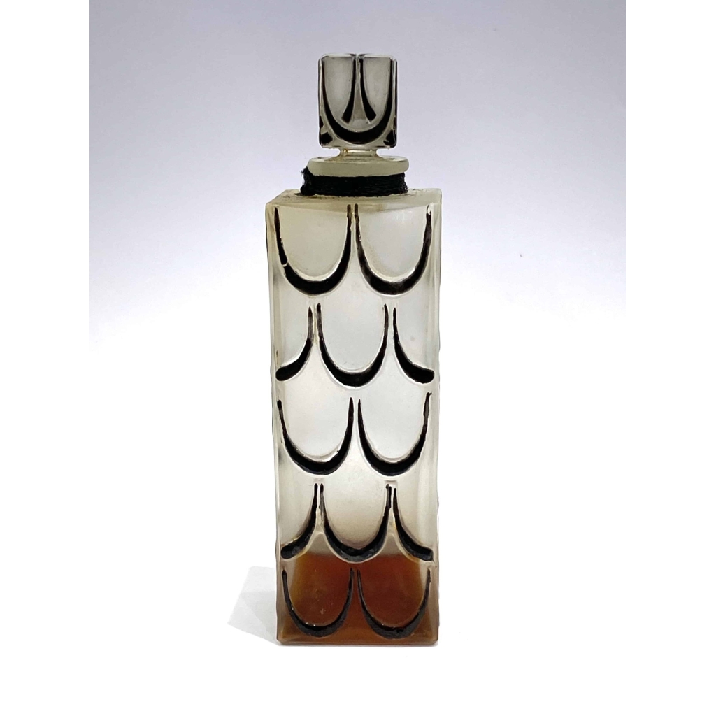 Flacon "Skyscraper" verre blanc émaillé noir de René Lalique