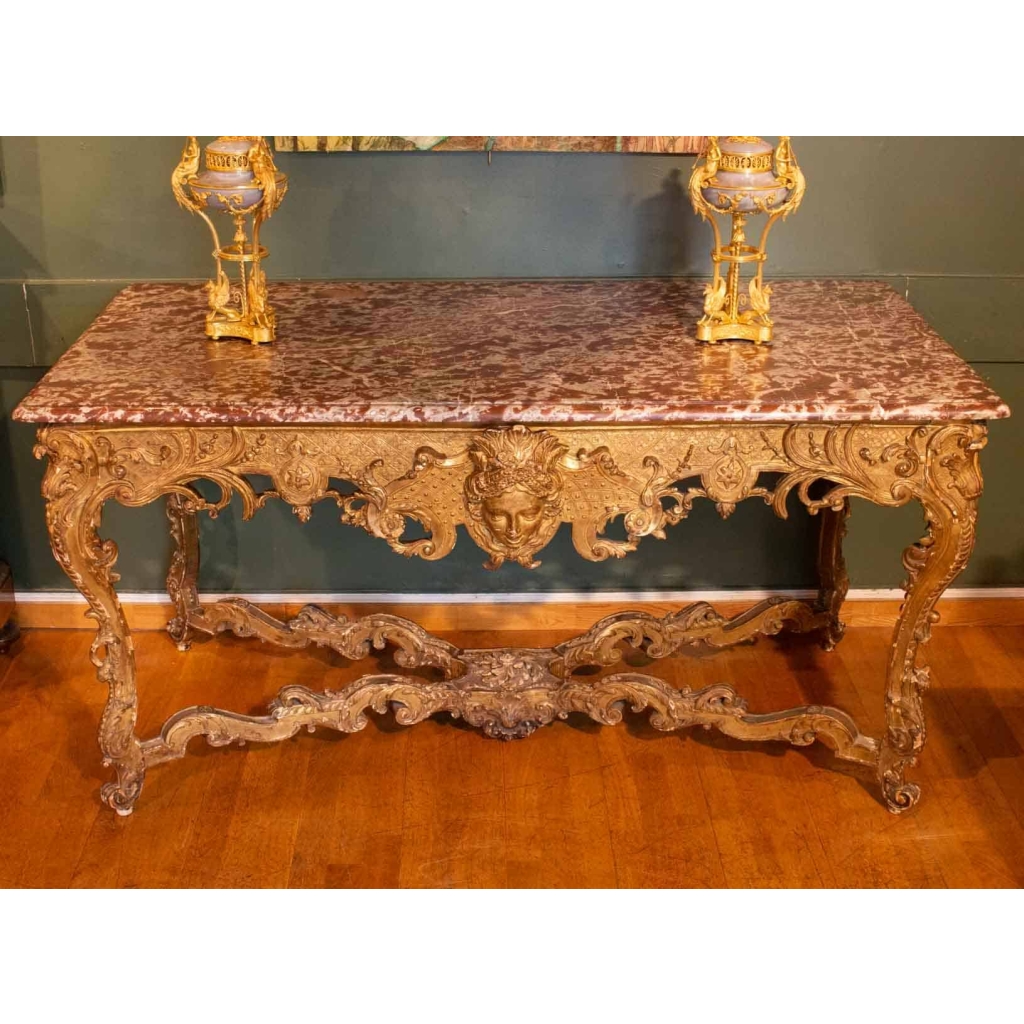 Grande console de style Régence en bois doré. XIXème siècle. | Biron ||||||||