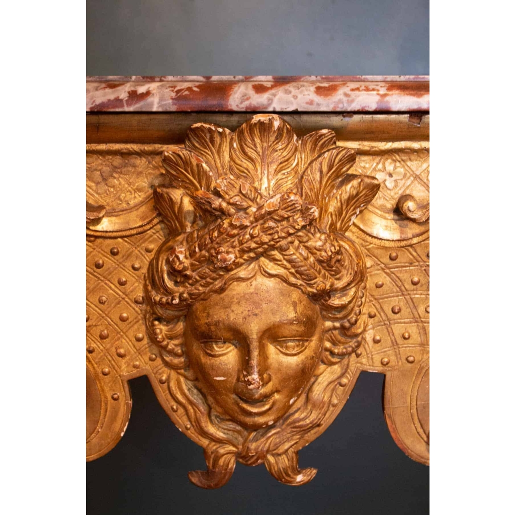 Grande console de style Régence en bois doré. XIXème siècle. | Biron Grande console de style Régence en bois doré. XIXème siècle.