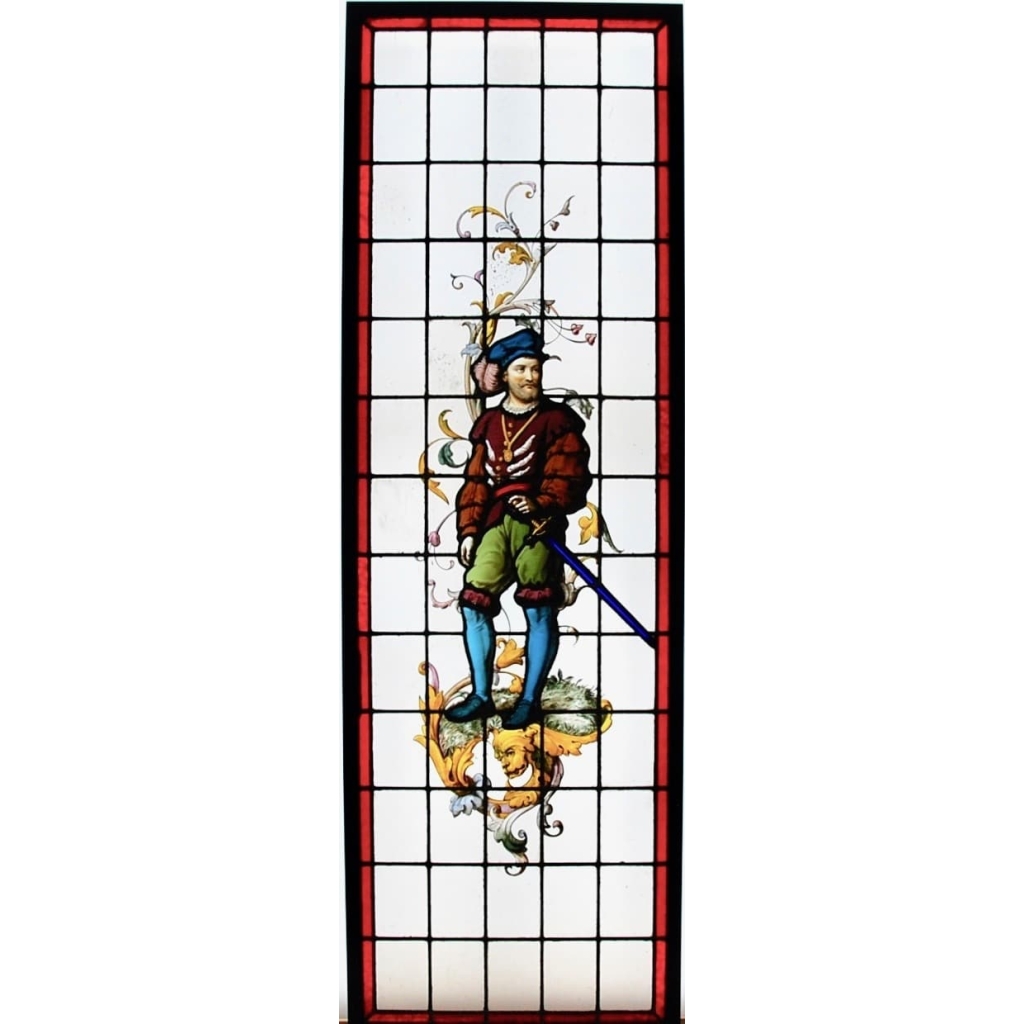 VITRAUX VITRAIL LANSQUENET A LA TOQUE V102 | Biron VITRAUX VITRAIL LANSQUENET A LA TOQUE V102