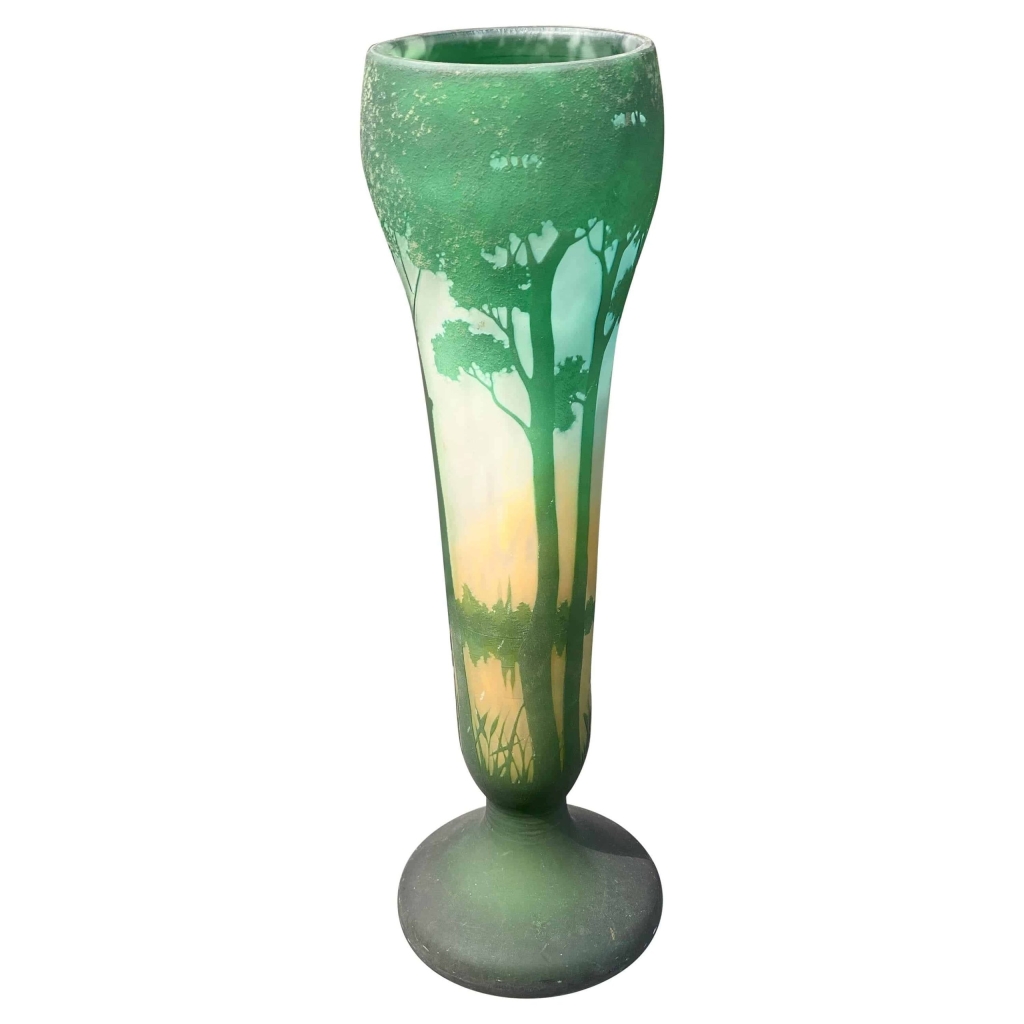 Daum Nancy Etched Cameo Glass Landscape | Biron |||