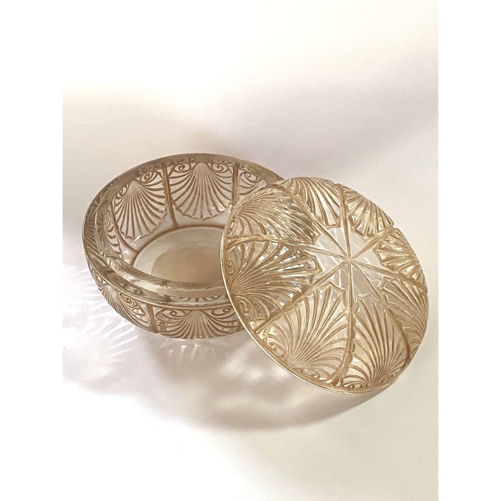 Boîte « Coquilles » verre blanc patiné sépia de René LALIQUE