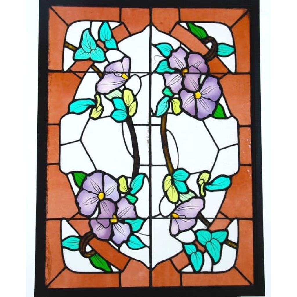 VITRAUX VITRAIL ART NOUVEAU CLEMATITES V96 | Biron ||||||